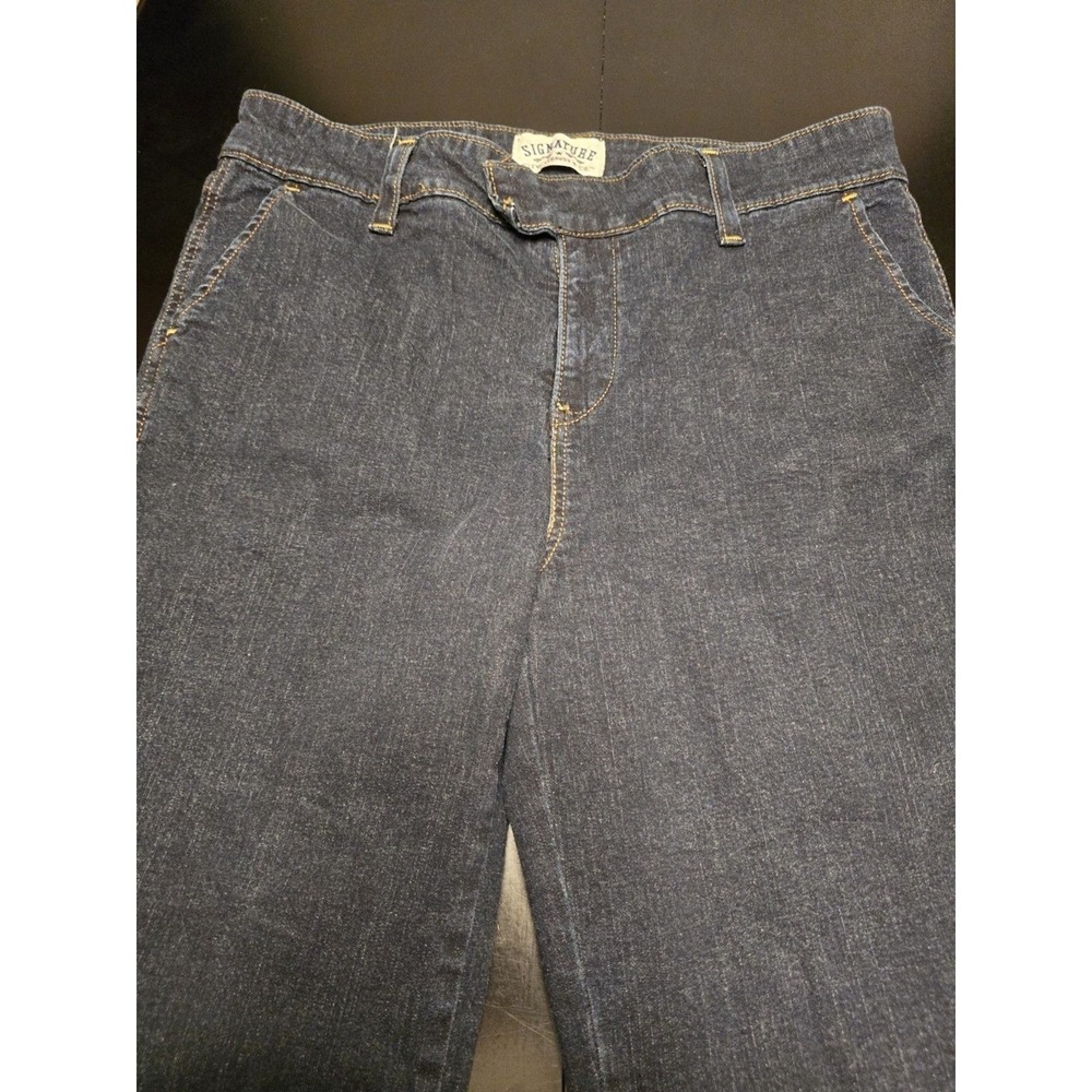Signature by Levi Strauss Misses 16 Snap Leg Hem Utility Flare Jeans Dark Wash